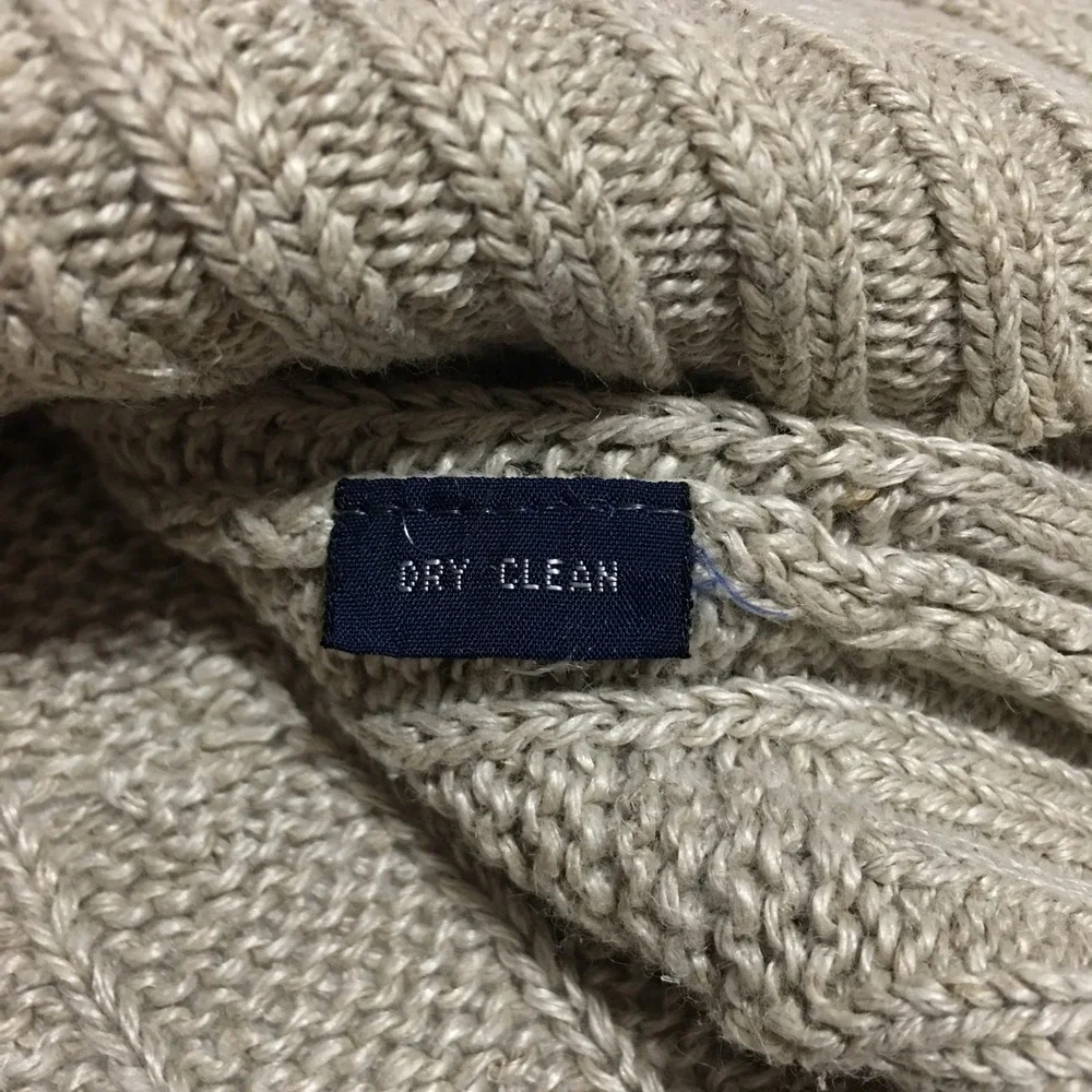 Polo Ralph Lauren Sweater Mens Medium Beige Linen Ramie Cable Knit